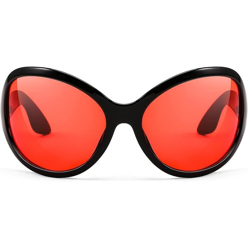 FEISEDY Oversized Trendy Sunglasses Classic Oval Wrap around Stylish Big Frame Shade Women Glasses B2391
