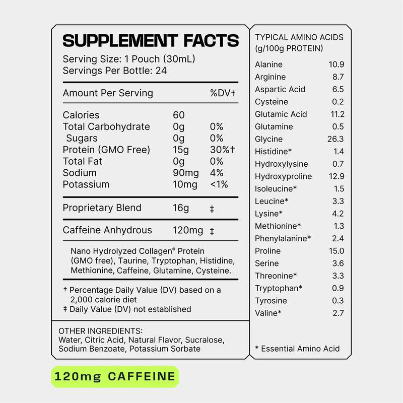 Frog Fuel Power Energized Daily Recovery Protein Shot with Caffeine - Berry - 24 1Oz Ready-To-Drink Shots Collagen Colagen Fitness Supplement