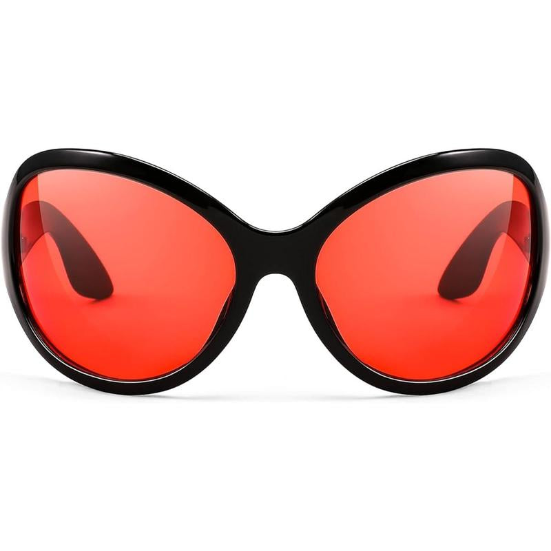 FEISEDY Oversized Trendy Sunglasses Classic Oval Wrap around Stylish Big Frame Shade Women Glasses B2391