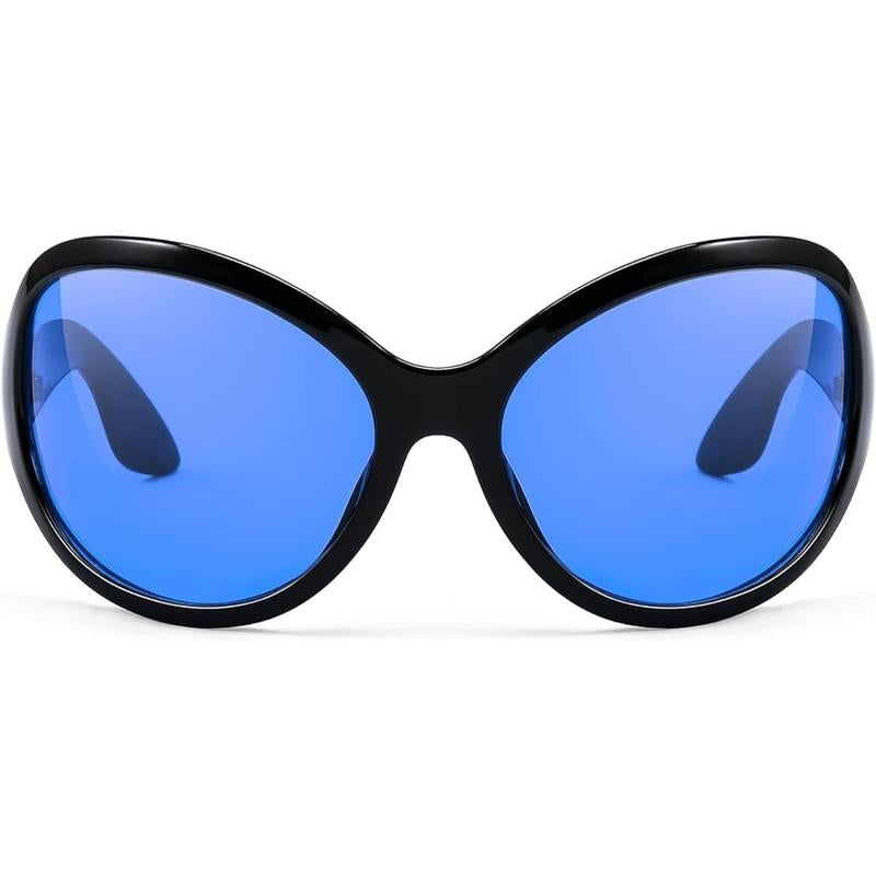 FEISEDY Oversized Trendy Sunglasses Classic Oval Wrap around Stylish Big Frame Shade Women Glasses B2391