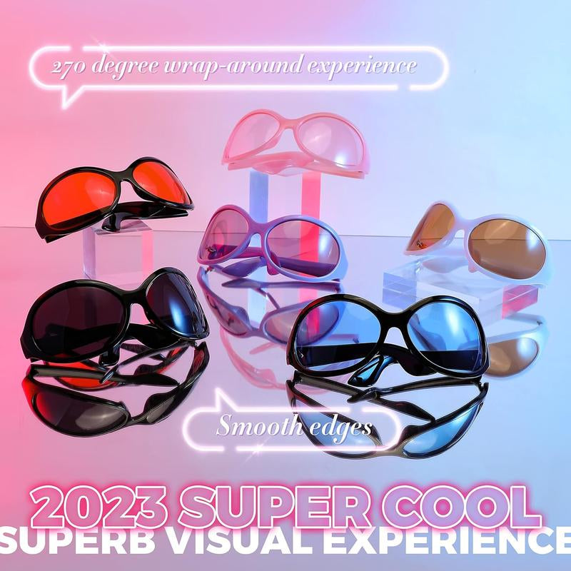 FEISEDY Oversized Trendy Sunglasses Classic Oval Wrap around Stylish Big Frame Shade Women Glasses B2391