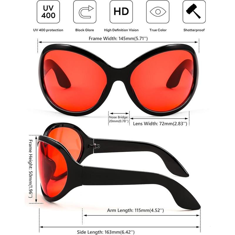 FEISEDY Oversized Trendy Sunglasses Classic Oval Wrap around Stylish Big Frame Shade Women Glasses B2391