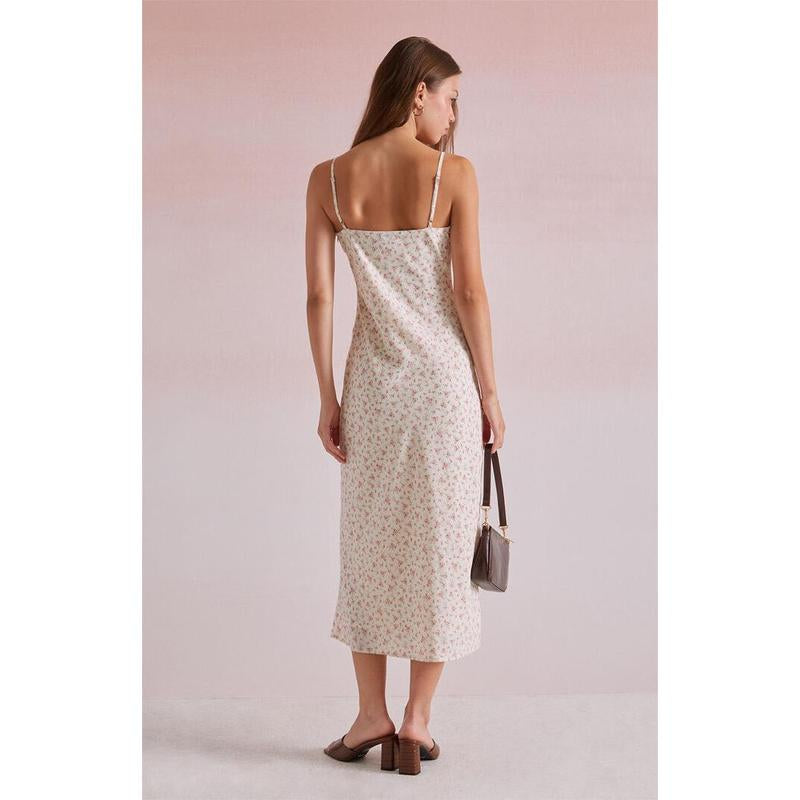 Beverly and Beck Women'S Daisy Floral Tie Front Midi Dress