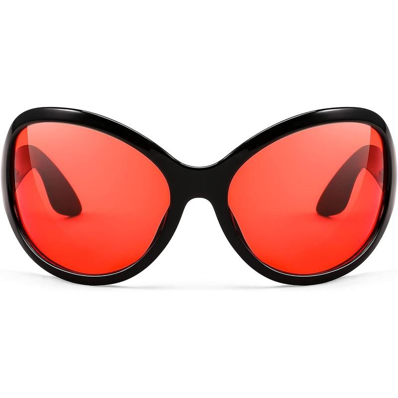 FEISEDY Oversized Trendy Sunglasses Classic Oval Wrap around Stylish Big Frame Shade Women Glasses B2391