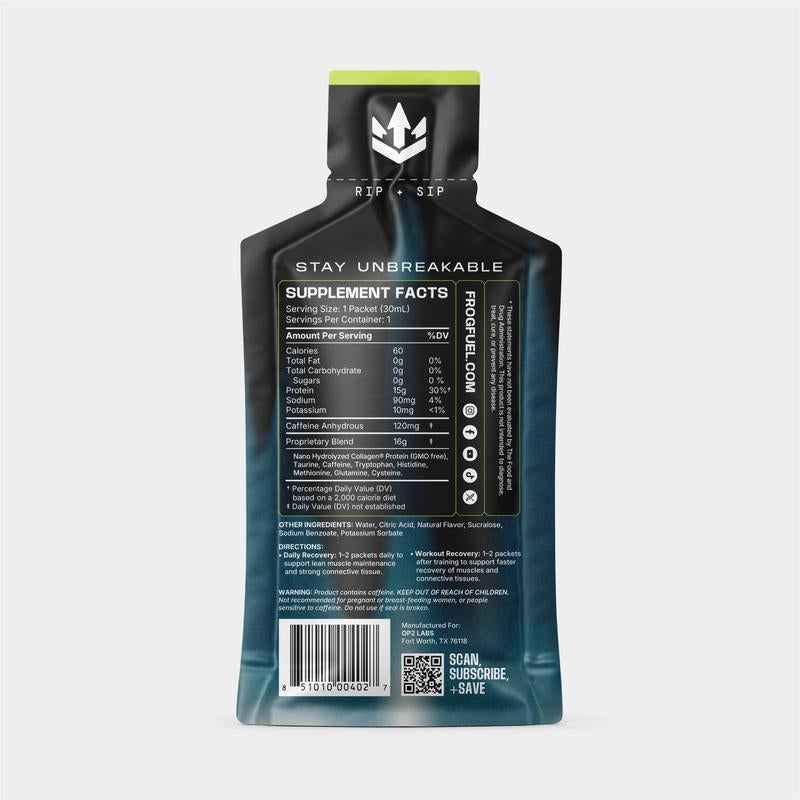 Frog Fuel Power Energized Daily Recovery Protein Shot with Caffeine - Berry - 24 1Oz Ready-To-Drink Shots Collagen Colagen Fitness Supplement
