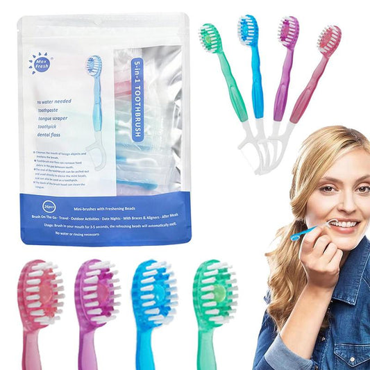 5 in 1 Mini Toothbrush & Floss & Tongue Scraper & Toothpick Set, 26Pcs/Pack Soft Bristles Toothbrush Set, Oral Care Tool for Travel, Business Trip, Mouth Hygiene Kit