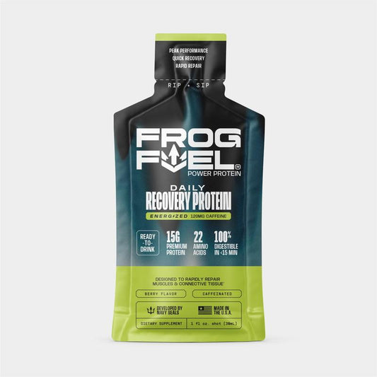 Frog Fuel Power Energized Daily Recovery Protein Shot with Caffeine - Berry - 24 1Oz Ready-To-Drink Shots Collagen Colagen Fitness Supplement