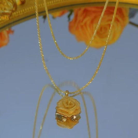 Chinese Style Rose Necklace, Luxury Gold Pendant, Chic Minimalist Statement Jewelry, Elegant Collarbone Chain for Women